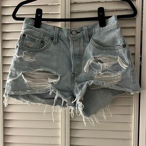 Y2K Levi's Light Blue Distressed Jean Shorts